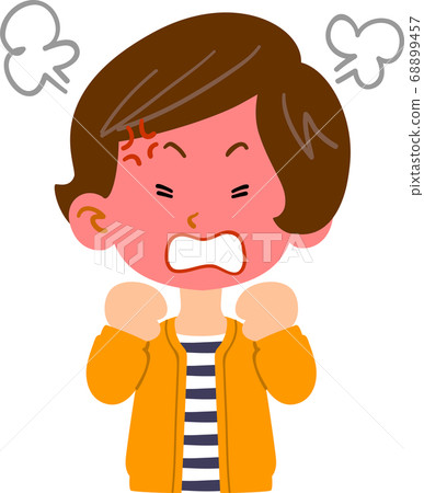 The upper body of a woman in everyday wear who gets angry with her face red 68899457
