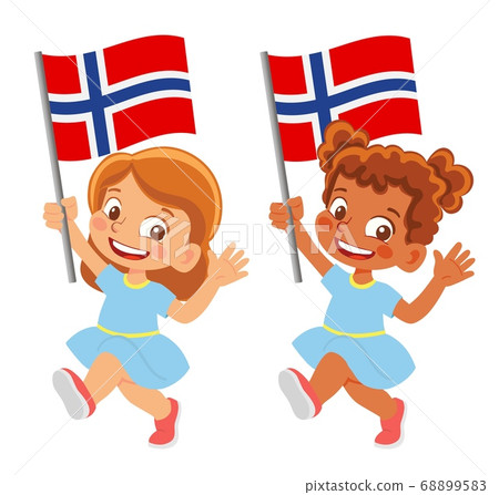 Norway flag in hand set Norway flag in hand set 68899583