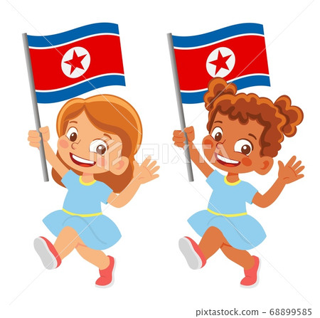 North Korea flag in hand set North Korea flag in hand set 68899585