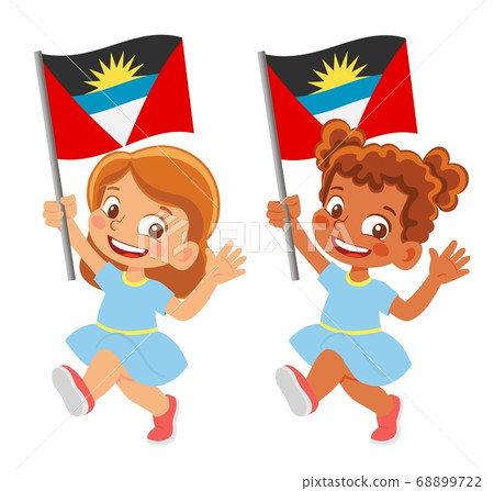 Antigua and Barbuda flag in hand set Antigua and Barbuda flag in hand set 68899722
