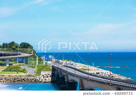 (Ibaraki Prefecture-Landscape) Viaduct and Pacific Ocean 5 (Ibaraki Prefecture-Landscape) Viaduct and Pacific Ocean 5 68899733