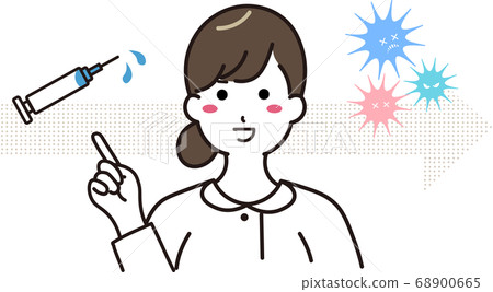 一個穿著白大褂的女人解釋疫苗 68900665