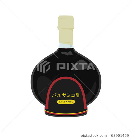 香醋的例證在一個黑瓶的。有日本標籤。 香醋的例證在一個黑瓶的。有日本標籤。 68901469