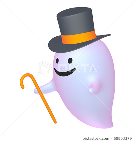 Halloween illustration material Top hat ghost with a wand (1-2) Halloween illustration material Top hat ghost with a wand (1-2) 68903379