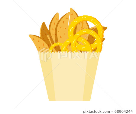 洋蔥圈和炸薯條的矢量圖 68904244