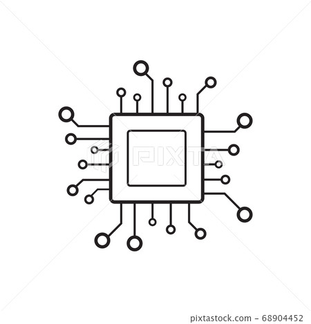 Microchip icon. CPU, Central processing unit, computer processor, chip  symbol in circle. Abstract technology logo. Simple round icon isolated on  white background. Creative modern vector logo 26634764 Vector Art at  Vecteezy