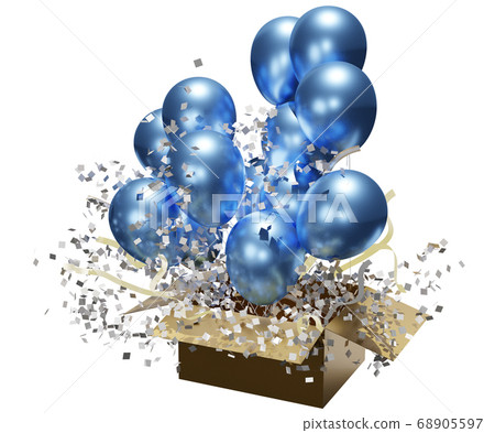 Balloon with gift box. 3D rendering isolated on... - Stock Illustration ...