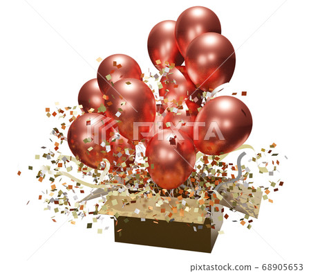 Balloon with gift box. 3D rendering isolated on...-插圖素材 [68905653 ...