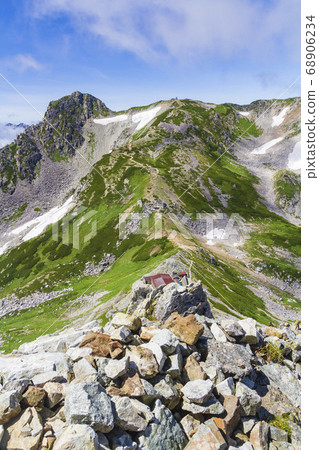 [Northern Alps/Tateyama] Ichinokoshi Sanso and Ryuoodake/Jodoyama seen from the trail 68906234