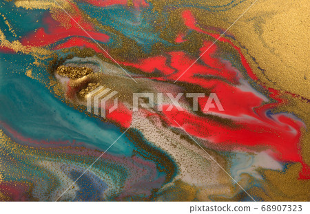 Marbled blue, pink and white abstract wave background with golden layers. Marbled blue, pink and white abstract wave background with golden layers. 68907323