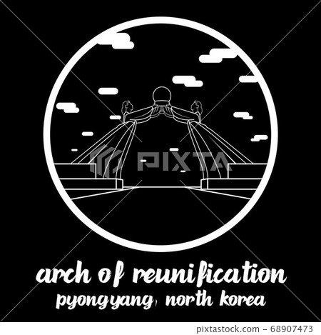 Circle icon line Arch of Reunification. Vector... - Stock Illustration ...