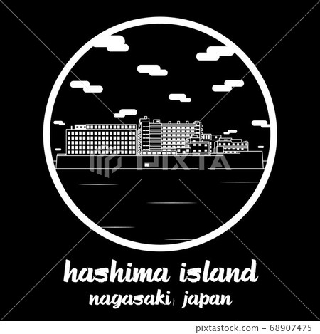 Circle icon line Hashima Island.Vector illustration Circle icon line Hashima Island.Vector illustration 68907475