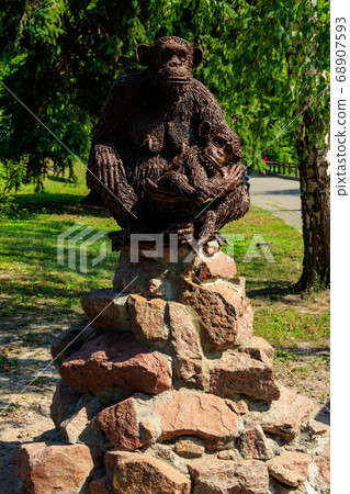 Statue of monkey in Kiev zoo, Ukraine 68907593