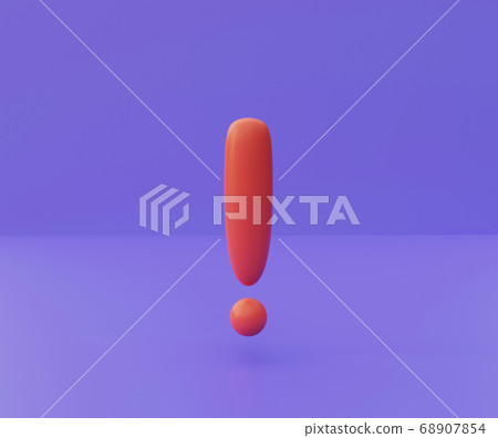Exclamation point, mark on a violet background, 3d 68907854