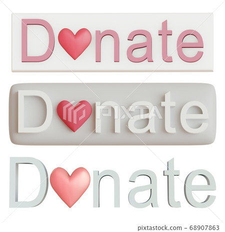 Donation button with a heart, donation concept. 68907863