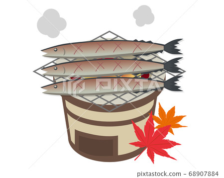 Illustration of grilling autumn swordfish with seven wheels Illustration of grilling autumn swordfish with seven wheels 68907884