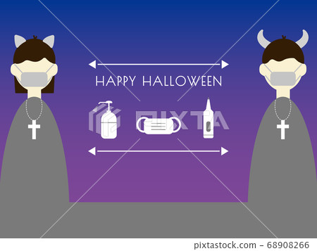 Halloween _ disguise men and women and corona preventive measures (sunset) 06 68908266