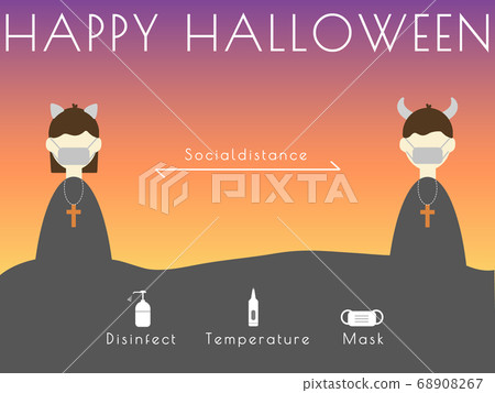 Halloween _ disguise men and women and corona preventive measures (sunrise) 04 Halloween _ disguise men and women and corona preventive measures (sunrise) 04 68908267