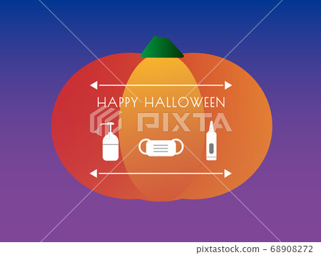 萬聖節_預防南瓜和日冕感染的措施(日落) 萬聖節_預防南瓜和日冕感染的措施(日落) 68908272