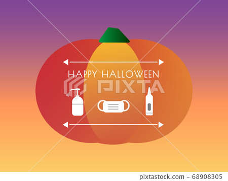 萬聖節_預防南瓜和日冕感染的措施(日出) 萬聖節_預防南瓜和日冕感染的措施(日出) 68908305