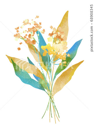 Illustration of statice and Grevillea gold with a gentle touch 68908345