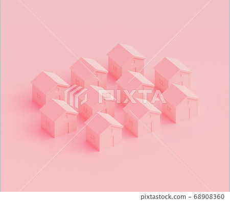 Small pink houses, futuristic town block abstract Small pink houses, futuristic town block abstract 68908360