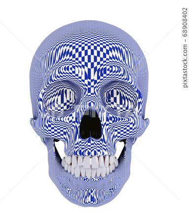 blue checkered skull isolated on white background, 68908402
