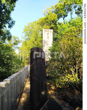 A memorial monument to the Russo-Japanese War enshrined in the trees of a shrine 68908796