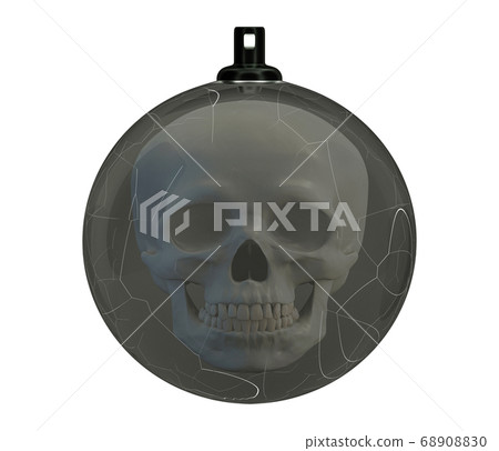 Cracked Christmas Ball with a skull inside, Broken Cracked Christmas Ball with a skull inside, Broken 68908830