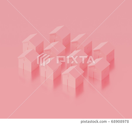 Small pink houses, futuristic town block abstract Small pink houses, futuristic town block abstract 68908978