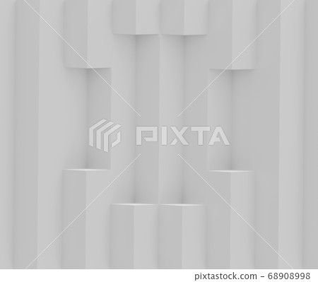 Geometric stand, gray shelves for products, 3d 68908998