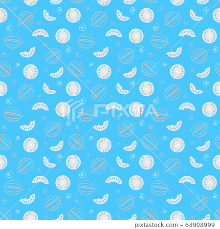 Fresh and juicy watermelon and slices, blue 68908999