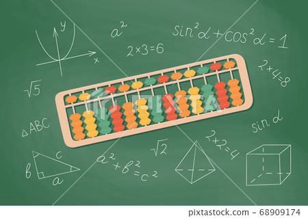 Abacus soroban for learning mental arithmetic for kids. Concept of illustration of the Japanese system of mental math. Abacus soroban for learning mental arithmetic for kids. Concept of illustration of the Japanese system of mental math. 68909174