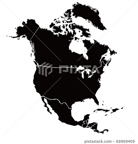 North America continent map silhouette 68909409