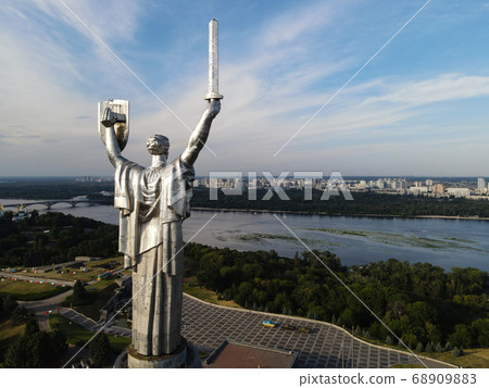 Aerial view of the Motherland Monument. Kyiv, Ukraine 68909883