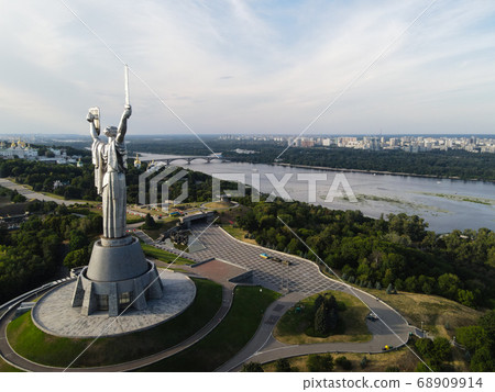 Aerial view of the Motherland Monument. Kyiv, Ukraine 68909914