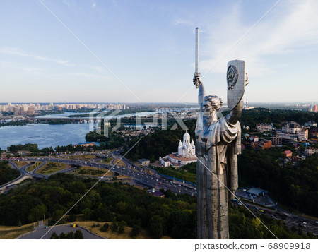 Aerial view of the Motherland Monument. Kyiv, Ukraine Aerial view of the Motherland Monument. Kyiv, Ukraine 68909918