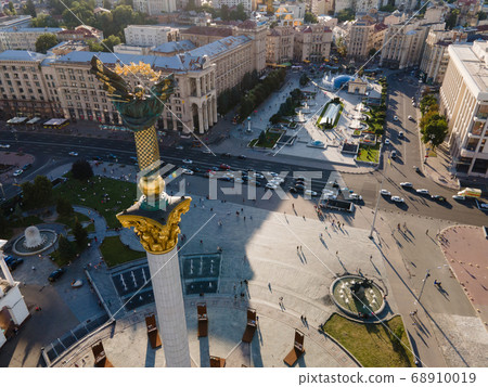 Independence Square in Kyiv, Ukraine. Maidan. Aerial view 68910019