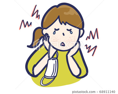 Woman suffering from mask rash Woman suffering from mask rash 68911140