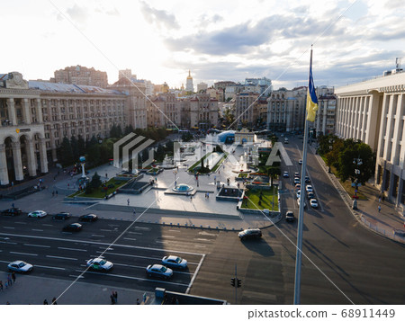 Independence Square in Kyiv, Ukraine. Maidan. Aerial view 68911449