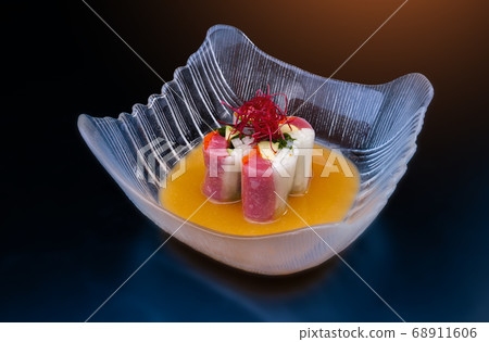 Japanese tuna fresh spring rolls. Japanese tuna fresh spring rolls. 68911606