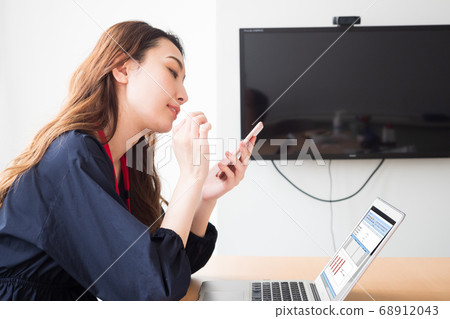 Business scene Woman in online meeting 68912043