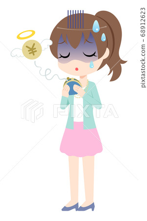 Woman suffering from lack of money (whole body) Woman suffering from lack of money (whole body) 68912623