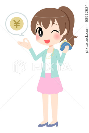 Woman with a wallet (whole body) Woman with a wallet (whole body) 68912624