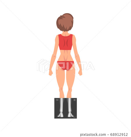 X-ray Examination Vector Set. Young Woman Being Examined in the Hospital 68912912