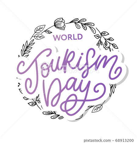 World tourism day hand lettering on white 68913200