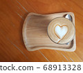 Top view of coffee with heart-shaped latte art 68913328