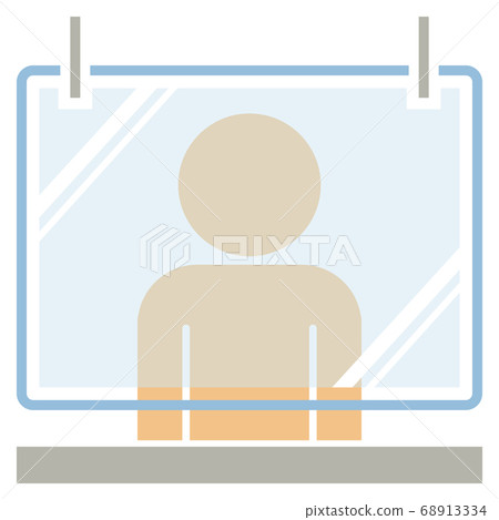 A person over the acrylic partition 68913334