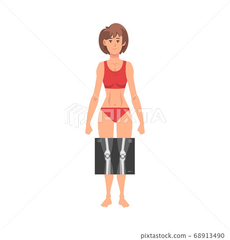 X-ray Examination Vector Illustration. Young Woman Being Examined in the Hospital 68913490