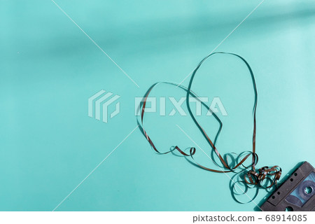 Audio cassette with subtracted out tape. Love music Audio cassette with subtracted out tape. Love music 68914085